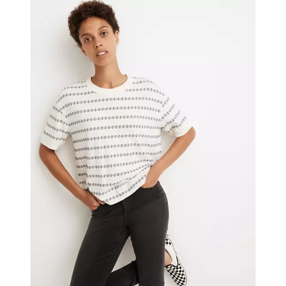 NWT Madewell Everyday Crop Tee in Jacquard Stripe